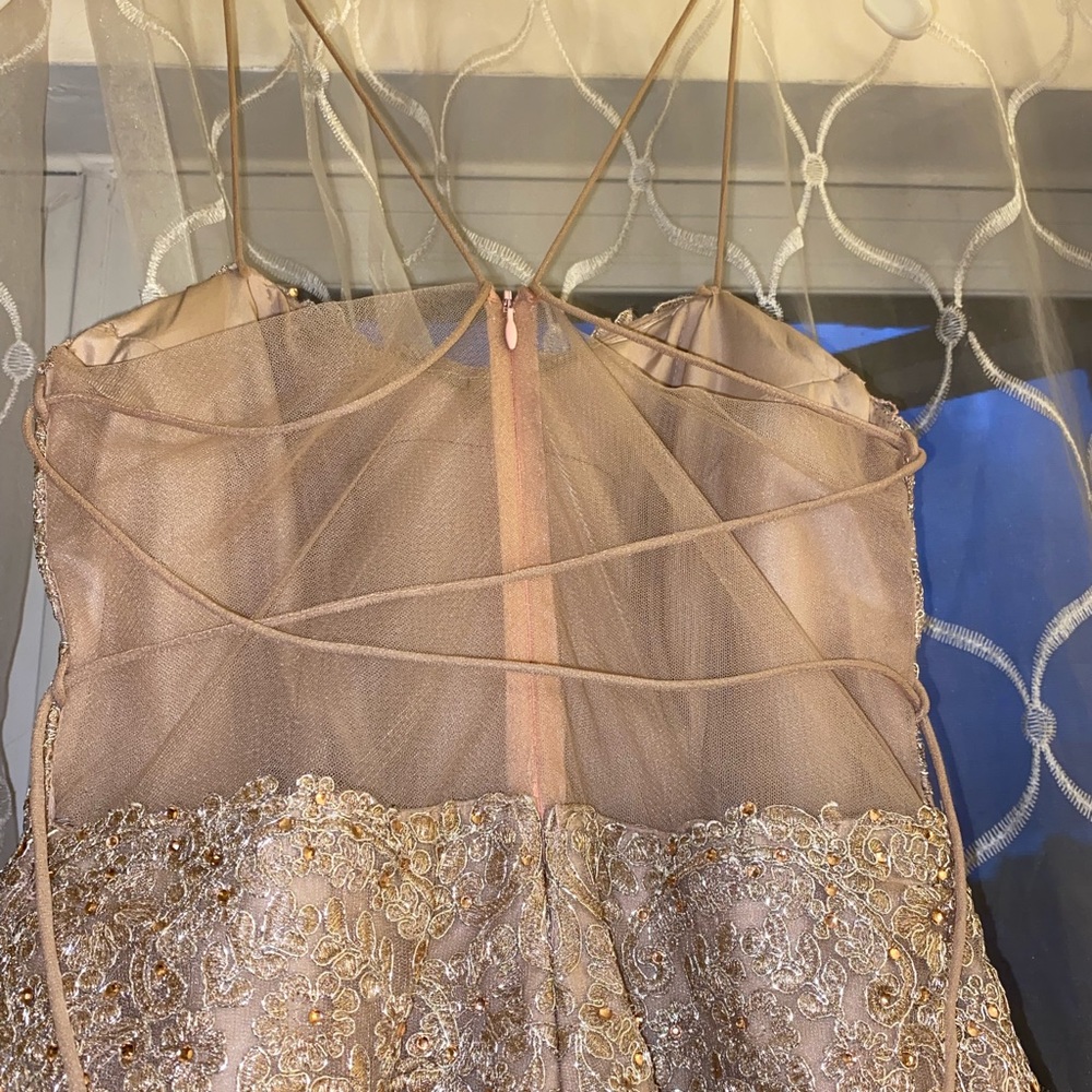 Sherri Hill champagne color gown sz 6 - Picture 5 of 14